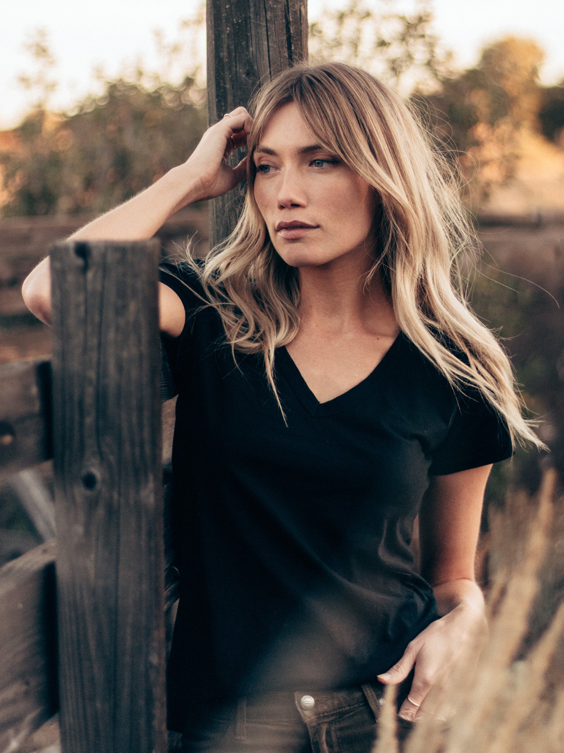 Black Robin V-Neck Tee - Graceful District