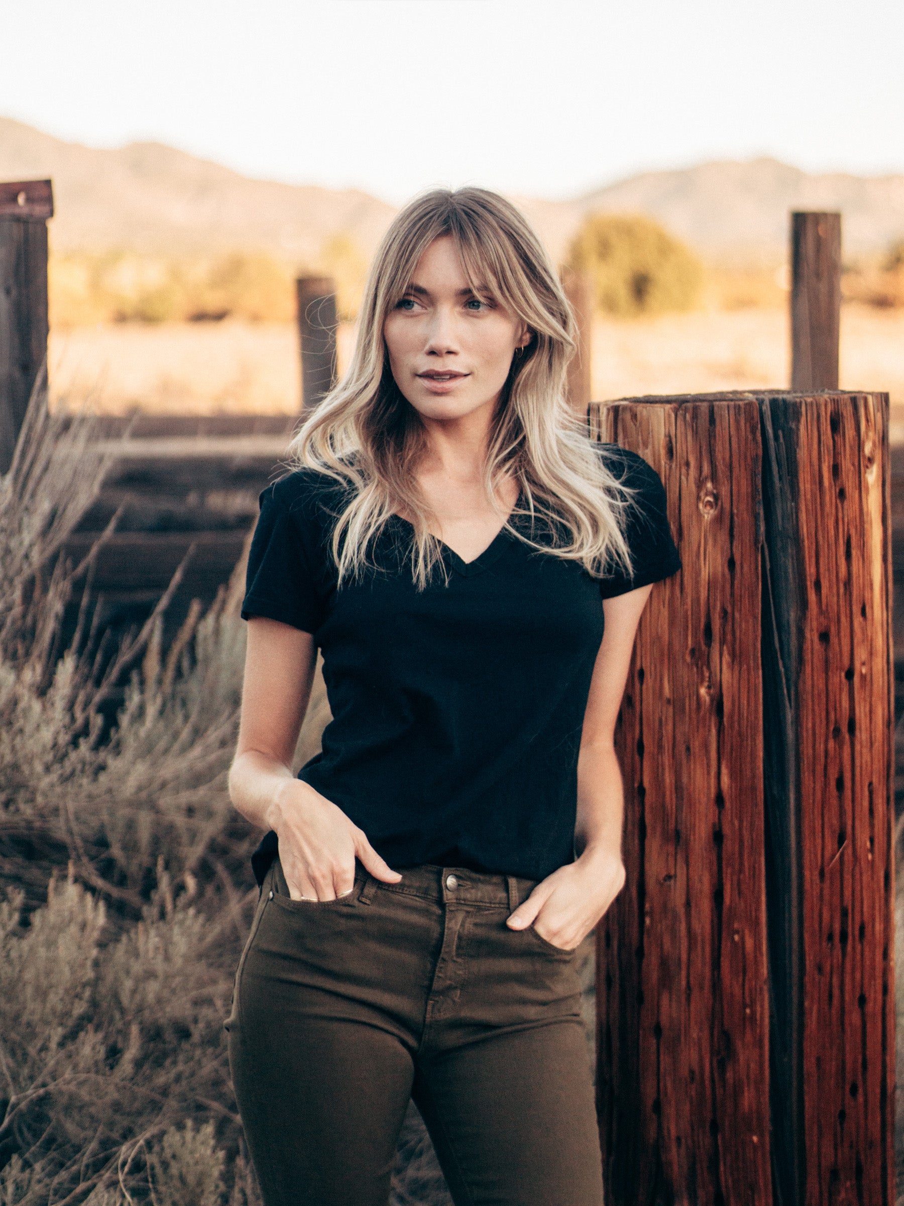 Black Robin V-Neck Tee - Graceful District