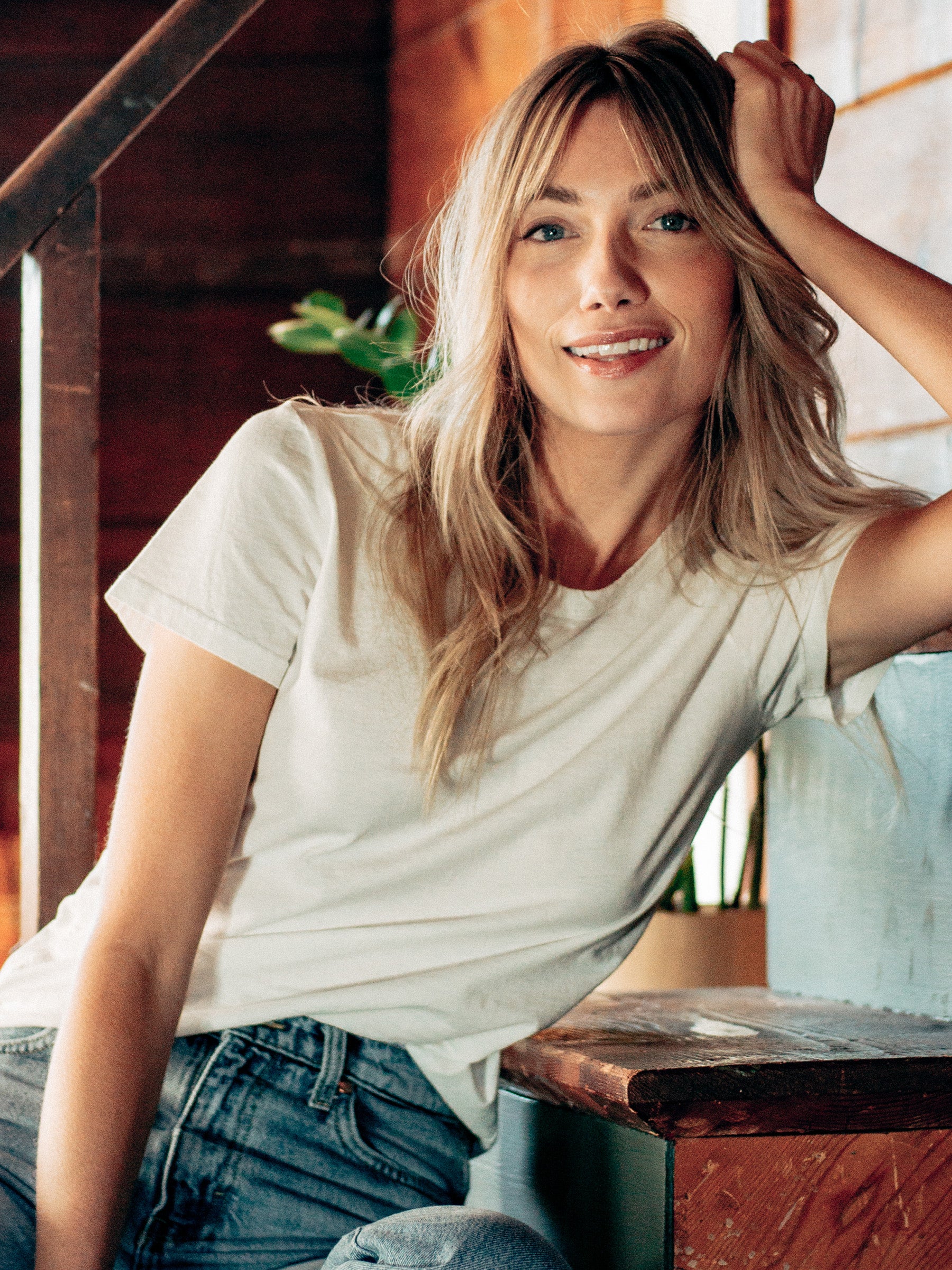 White Monroe Crew Neck Tee - Graceful District