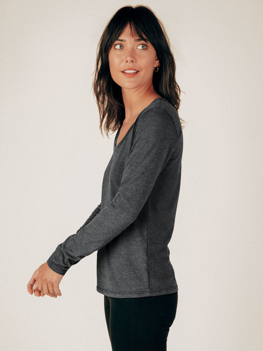 Heathered Gray Sophia Long Sleeve Scoop Neck Tee - Whimsy & Row