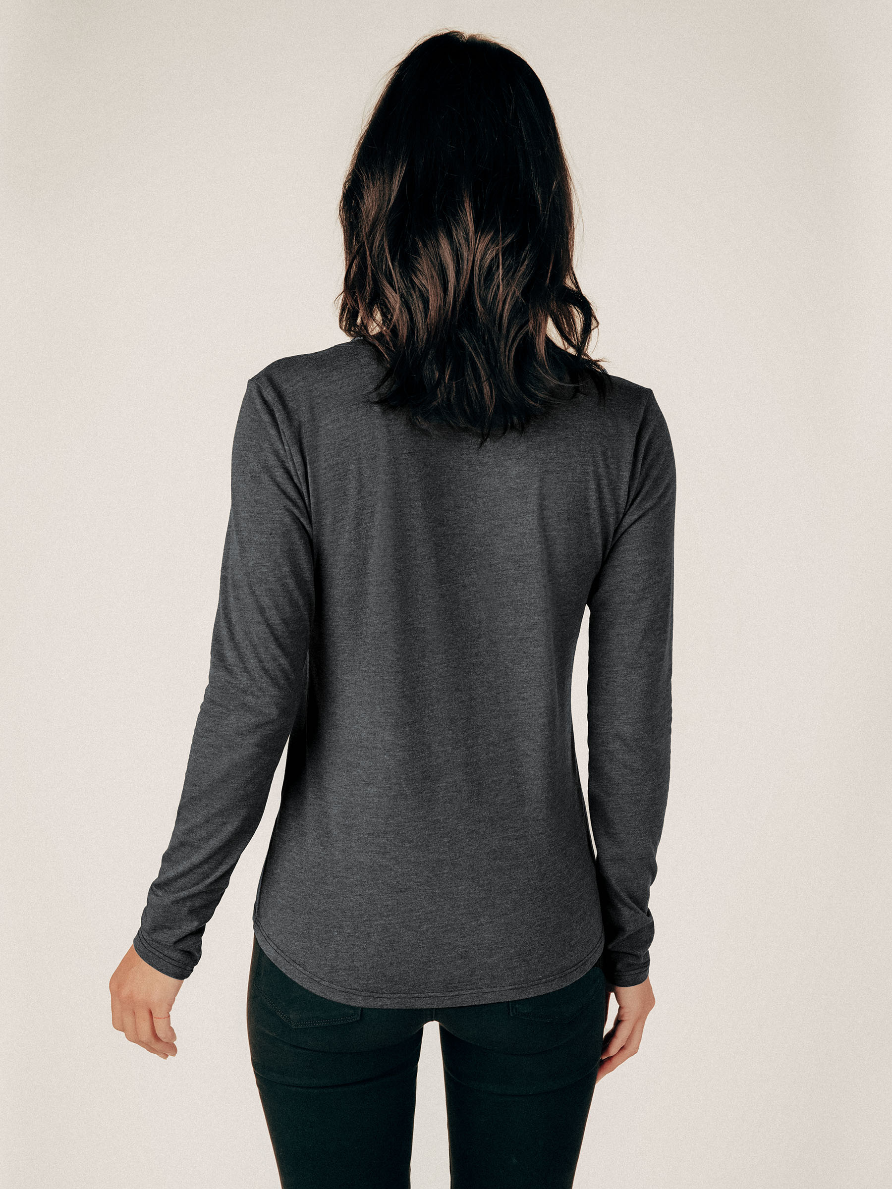 Heathered Gray Sophia Long Sleeve Scoop Neck Tee - Graceful District