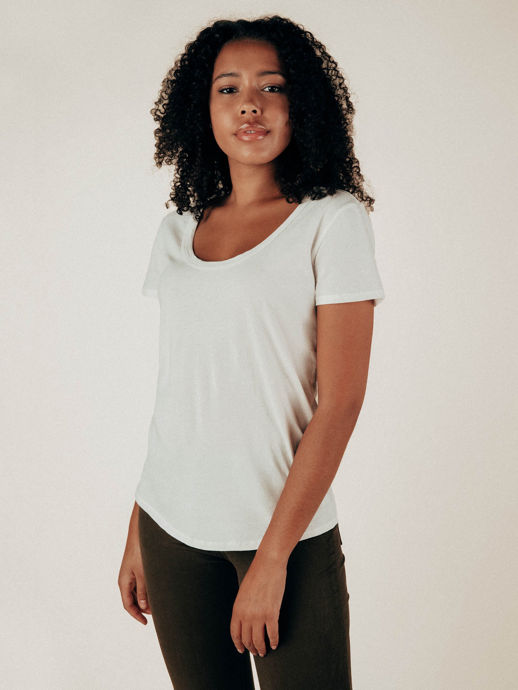 White Sophia Scoop Neck Tee - Graceful District