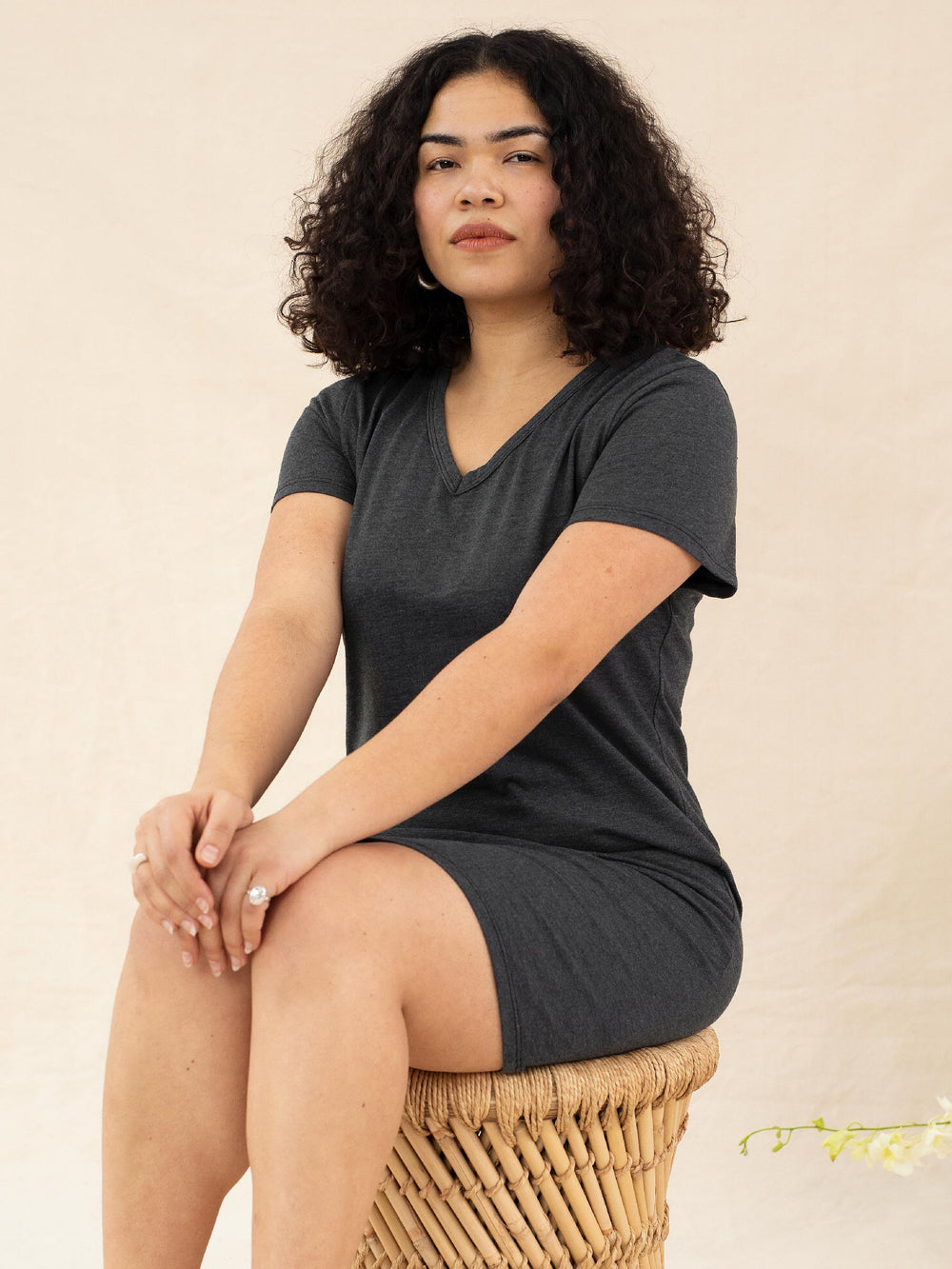 Charcoal Kate V-Neck Tee Dress - Whimsy & Row