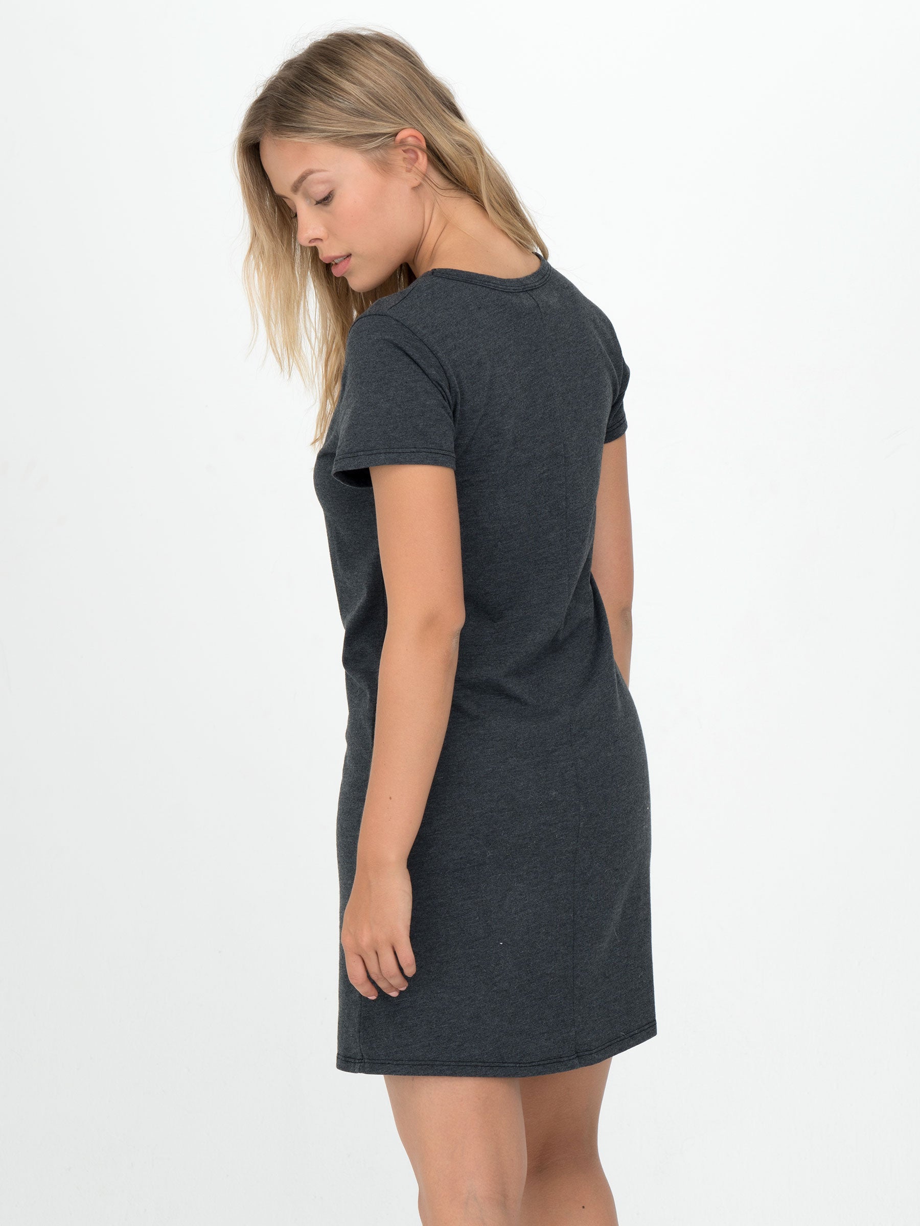 Charcoal Kate V-Neck Tee Dress - Graceful District