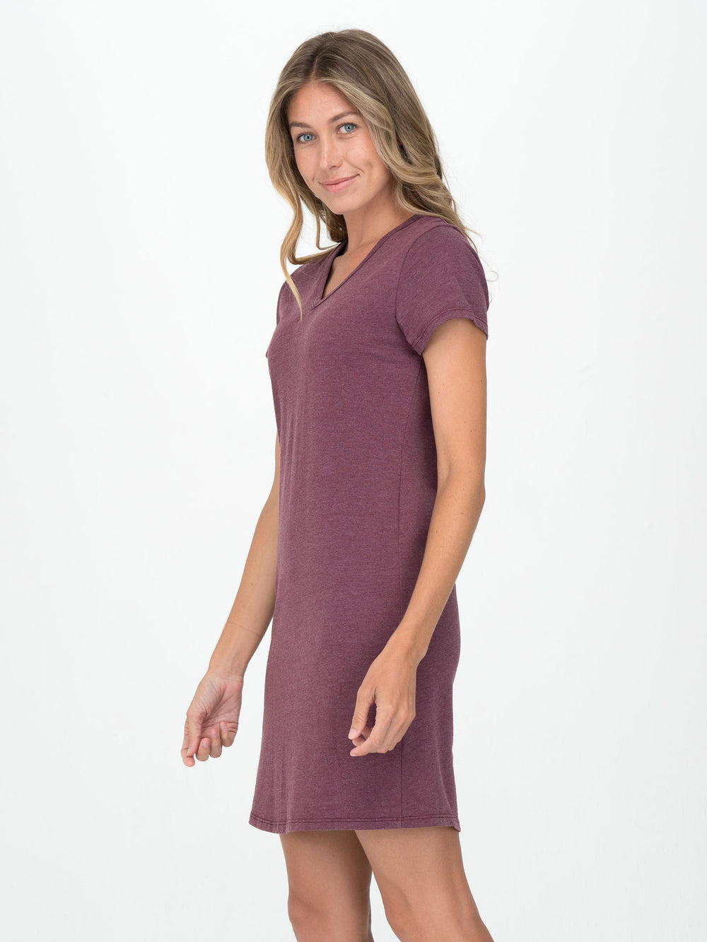 Heathered Port Kate V-Neck Tee Dress - Whimsy & Row