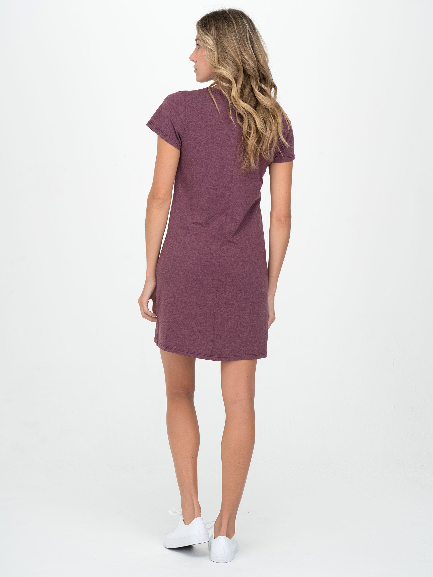 Heathered Port Kate V-Neck Tee Dress - Graceful District